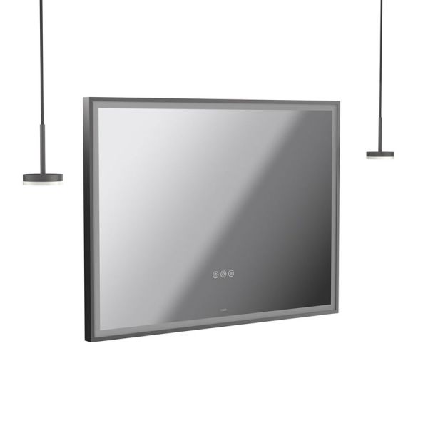 Vado Safari Pewter 800 x 600mm LED Landscape Rectangular Bathroom Mirror and Disc Style Pendant Lights Package