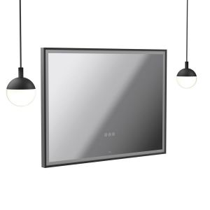 Vado Safari Matt Black 800 x 600mm LED Landscape Rectangular Bathroom Mirror and Pendant Lights Package