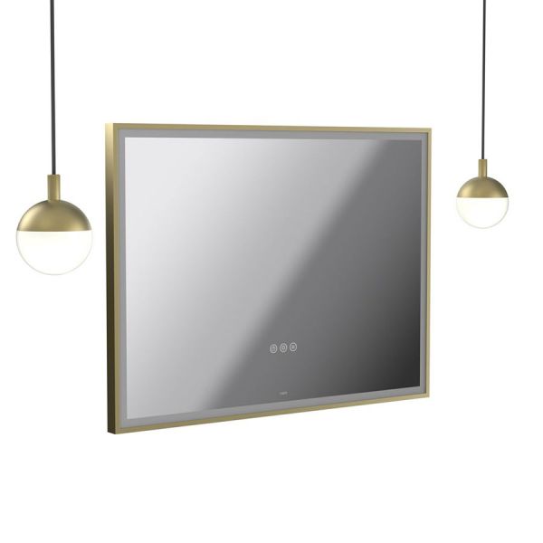 Vado Safari Satin Brass 800 x 600mm LED Landscape Rectangular Bathroom Mirror and Pendant Lights Package