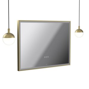 Vado Safari Satin Brass 800 x 600mm LED Landscape Rectangular Bathroom Mirror and Pendant Lights Package
