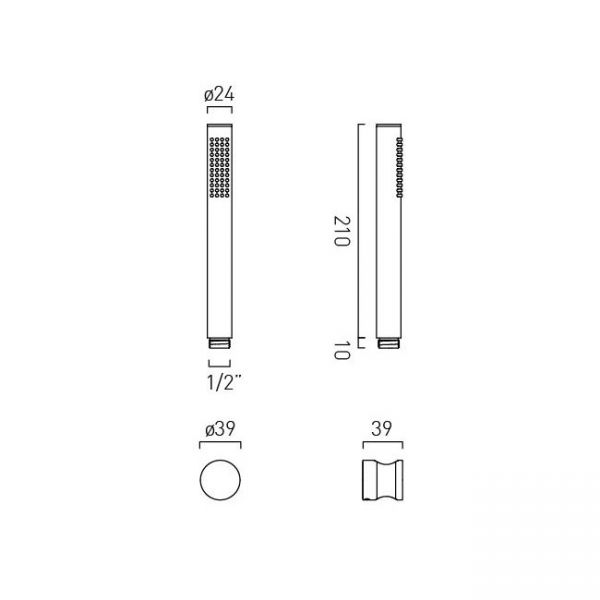 Vado Safari Satin Brass Round Single Function Handset #4
