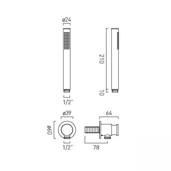 Vado Safari Chrome Round Single Function Handset Shower Kit #2