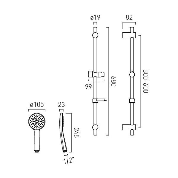 Vado Safari Satin Brass Round Slider Rail Shower Kit #2