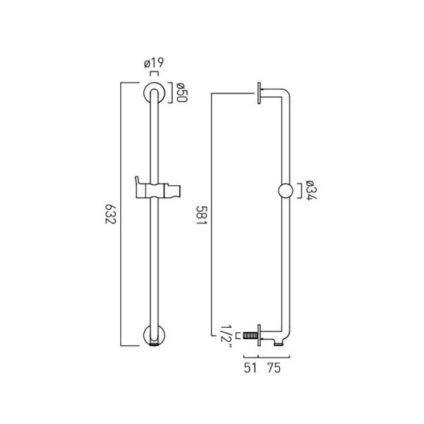 Vado Safari Pewter Levered Slide Rail with Integrated Outlet #2