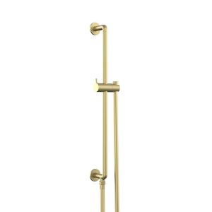 Vado Safari Satin Brass Levered Slide Rail with Integrated Outlet