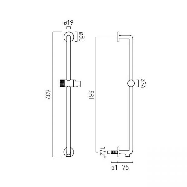 Vado Safari Satin Brass Leverless Slide Rail with Integrated Outlet #2