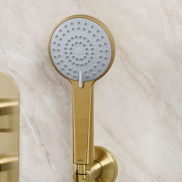 Bristan Saffron Brushed Brass 2 Outlet Shower Pack with Overhead Shower and Handset #6