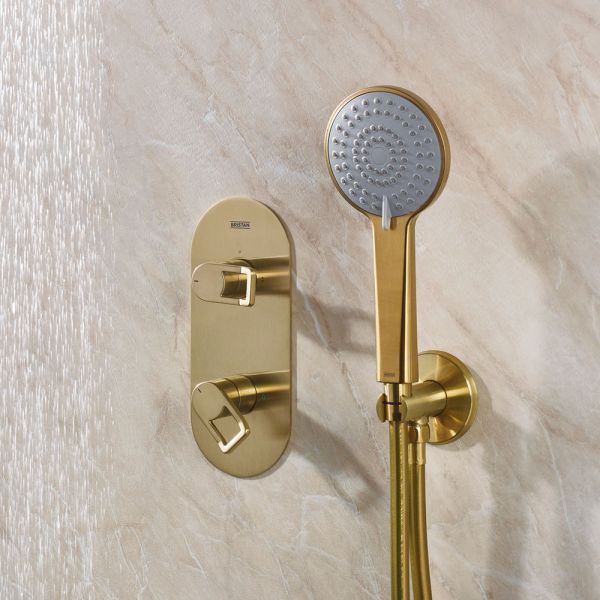 Bristan Saffron Brushed Brass 2 Outlet Shower Pack with Overhead Shower and Handset #3