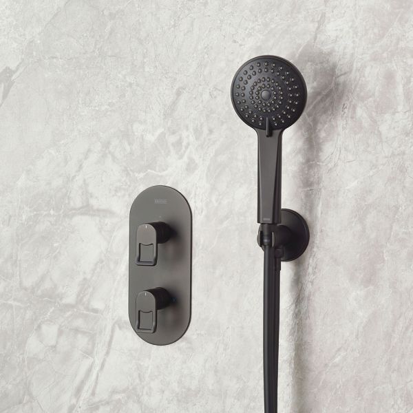 Bristan Saffron Matt Black 2 Outlet Shower Pack with Overhead Shower and Handset #3