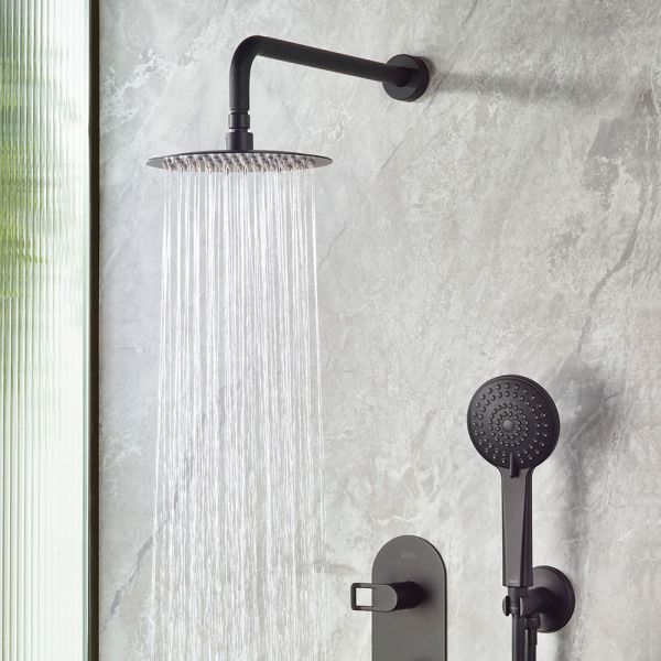 Bristan Saffron Matt Black 2 Outlet Shower Pack with Overhead Shower and Handset #2