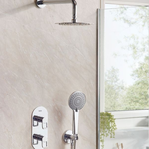 Bristan Saffron Chrome 2 Outlet Shower Pack with Overhead Shower and Handset #2