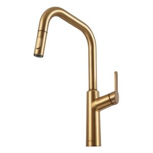 Clearwater Santor Single Lever Brushed Brass Pull Out Monobloc Kitchen Sink Mixer Tap