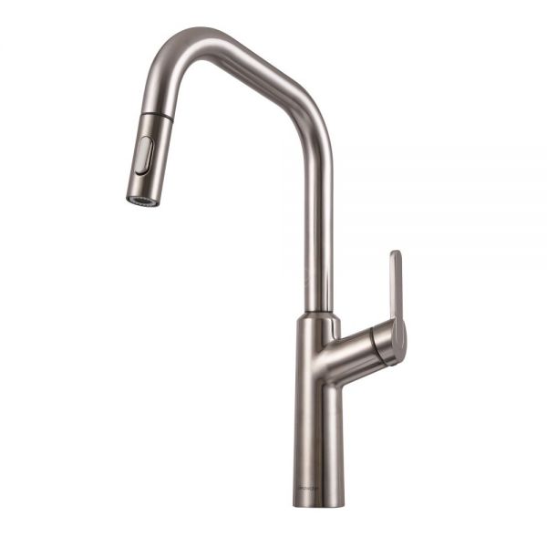 Clearwater Santor Single Lever Brushed Nickel Pull Out Monobloc Kitchen Sink Mixer Tap
