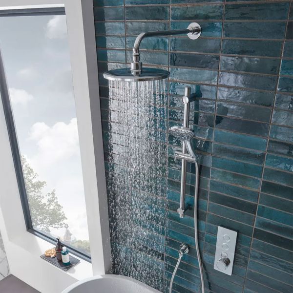 Tavistock Axiom Chrome Concealed Thermostatic Three Outlet Shower Kit and Bath Filler #2