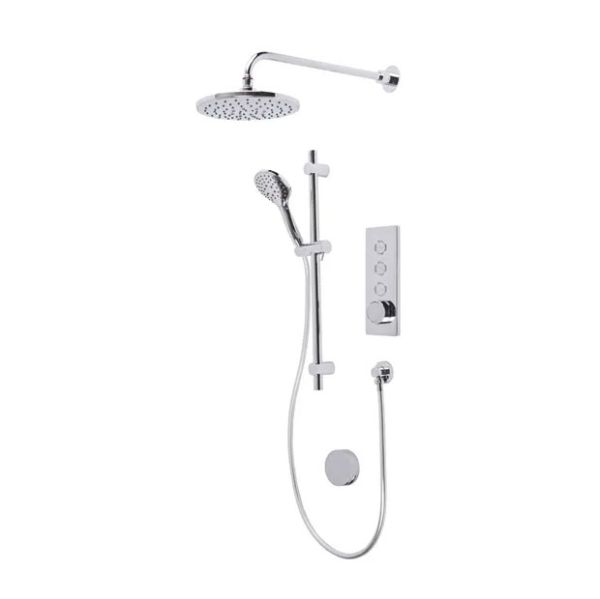 Tavistock Axiom Chrome Concealed Thermostatic Three Outlet Slider Rail Shower Kit and Bath Filler