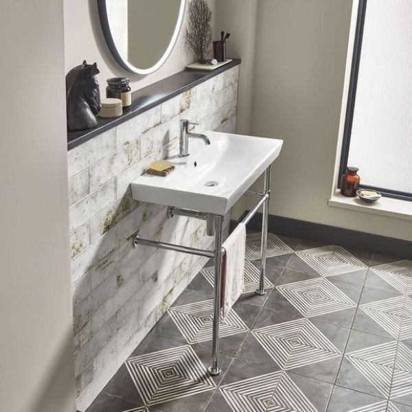 Roper Rhodes Scheme 1000 Rectangular One Tap Hole Basin and Chrome Washstand #2
