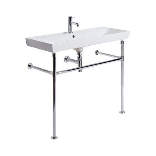 Roper Rhodes Scheme 1000 Rectangular One Tap Hole Basin and Chrome Washstand