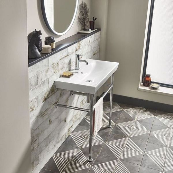 Roper Rhodes Scheme 600 Rectangular One Tap Hole Basin and Chrome Washstand #2