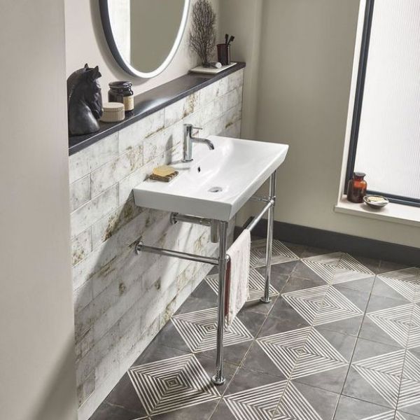 Roper Rhodes Scheme 800 Rectangular One Tap Hole Basin and Chrome Washstand #2