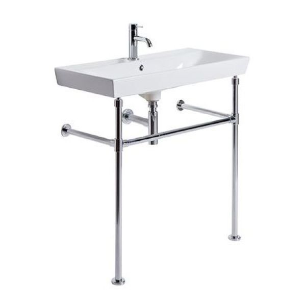 Roper Rhodes Scheme 800 Rectangular One Tap Hole Basin and Chrome Washstand