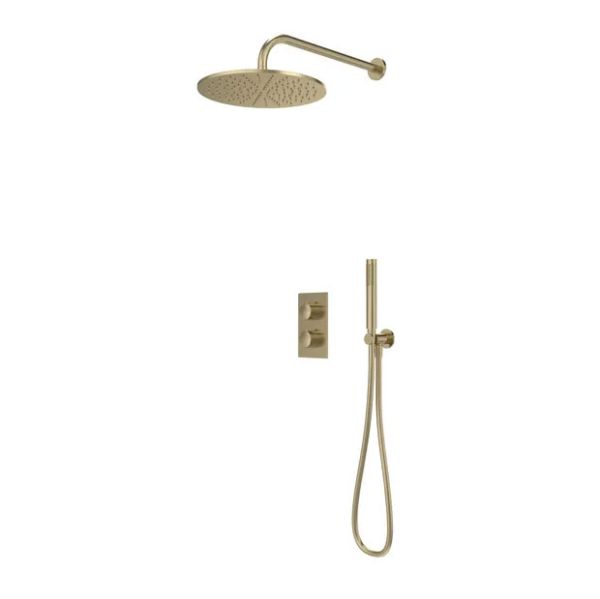 Tavistock Cohort Brushed Brass Concealed Thermostatic Two Outlet Shower Kit with Handset