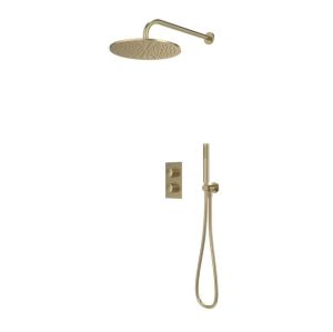 Tavistock Cohort Brushed Brass Concealed Thermostatic Two Outlet Shower Kit with Handset