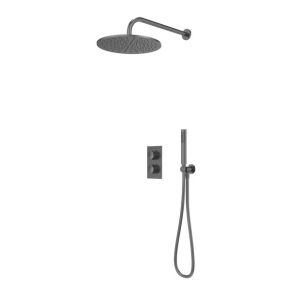 Tavistock Cohort Gunmetal Concealed Thermostatic Two Outlet Shower Kit with Handset