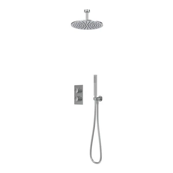 Tavistock Cohort Chrome Concealed Two Outlet Shower Kit with Ceiling Mounted Shower Head