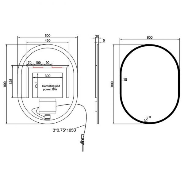 Britton Shoreditch 600 x 800mm Oblong Illuminated Bathroom Mirror #2