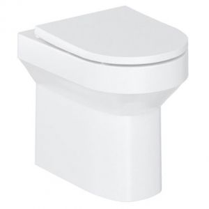 Britton Shoreditch Round Rimless Back to Wall Toilet with Seat