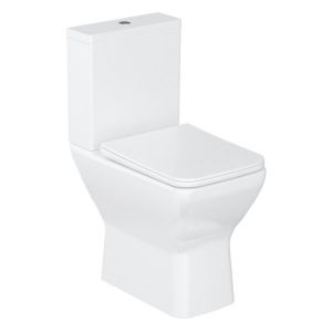 Britton Shoreditch Square Rimless Open Back Close Coupled Toilet with Cistern and Seat