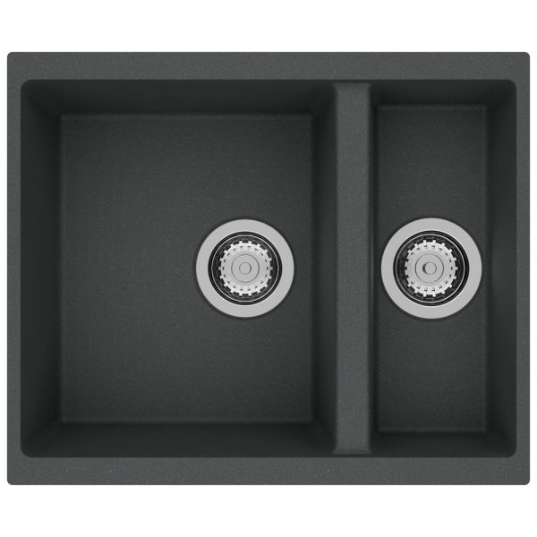 Clearwater Siena 1.5 One and a Half Bowl Undermount Basalt Granite Kitchen Sink 555 x 460