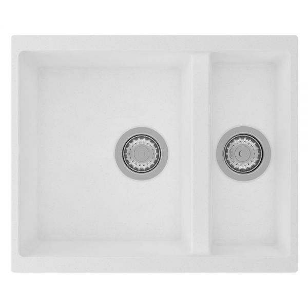 Clearwater Siena 1.5 One and a Half Bowl Undermount Polar Granite Kitchen Sink 555 x 460