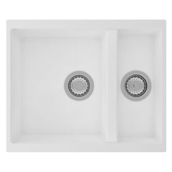 Clearwater Siena 1.5 One and a Half Bowl Undermount Polar Granite Kitchen Sink 555 x 460