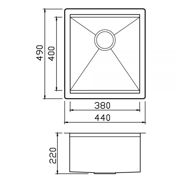 Clearwater Stark Smart 1 One Bowl Undermount Stainless Steel Kitchen Sink 440 x 490 #2