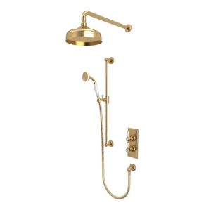 Tavistock Lansdown Brushed Brass Traditional Concealed Two Outlet Slide Rail Shower Kit