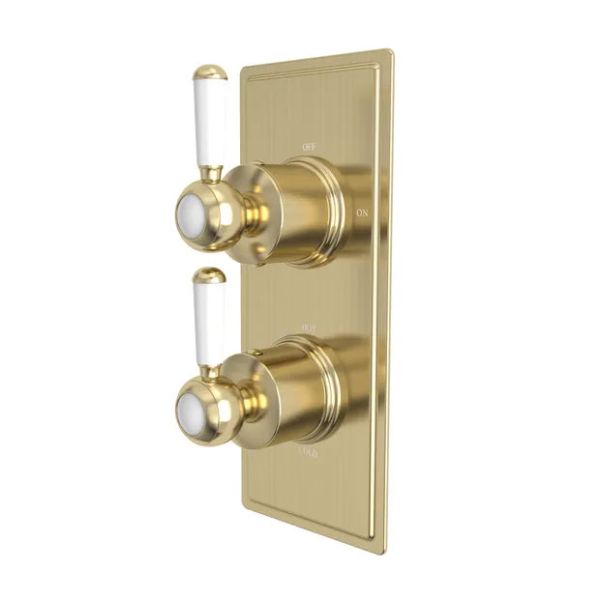 Tavistock Lansdown Brushed Brass Traditional Two Outlet Shower Valve