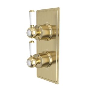 Tavistock Lansdown Brushed Brass Traditional Two Outlet Shower Valve