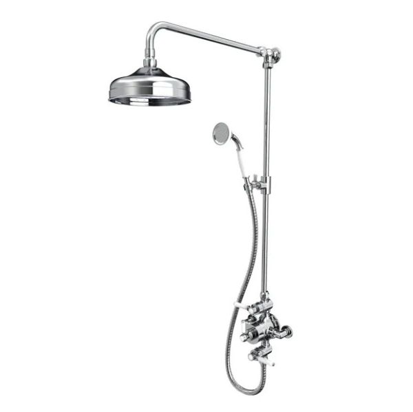 Tavistock Lansdown Chrome Traditional Exposed Two Outlet Riser Rail Shower Kit