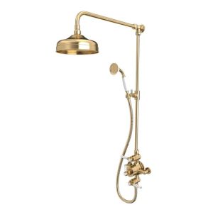 Tavistock Lansdown Brushed Brass Traditional Exposed Two Outlet Slide Rail Shower Kit
