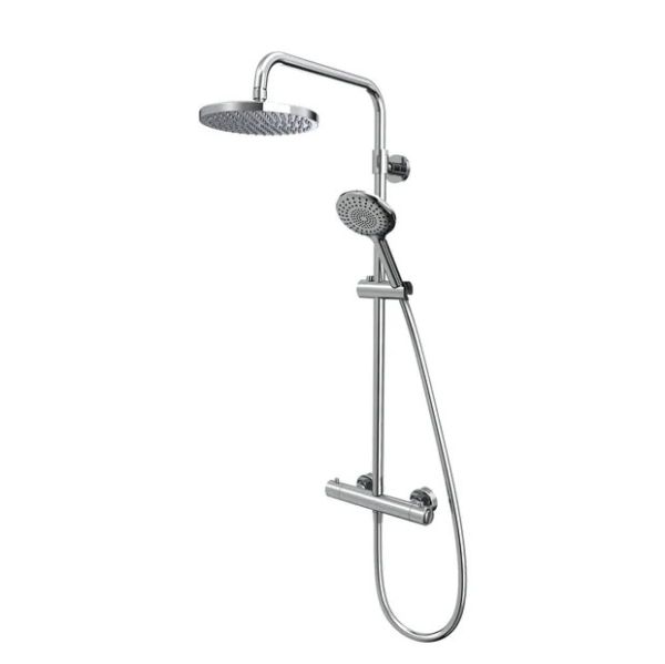 Tavistock Merit Chrome Exposed Thermostatic Two Outlet Push Button Slide Rail Shower Kit