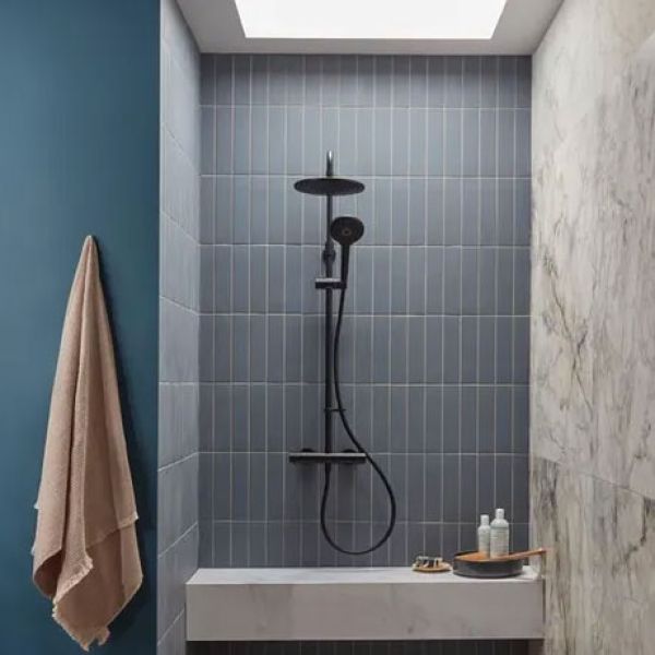 Tavistock Merit Black Concealed Thermostatic Two Outlet Riser Rail Shower Kit #2