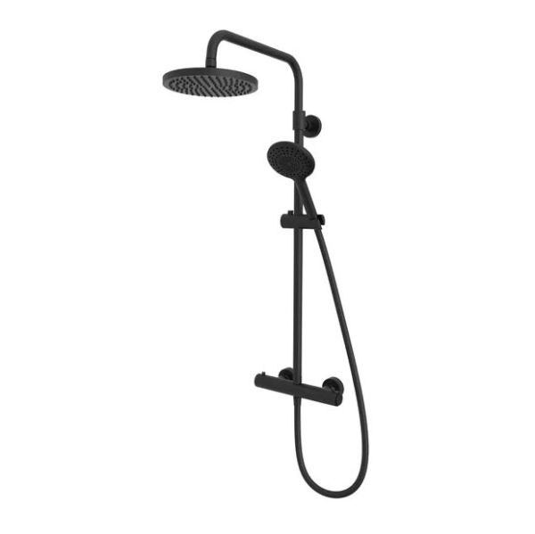 Tavistock Merit Black Concealed Thermostatic Two Outlet Riser Rail Shower Kit