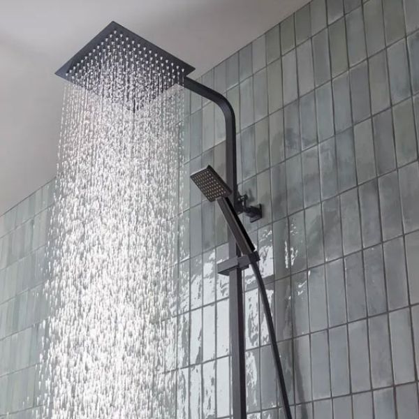 Tavistock Index Black Exposed Thermostatic Two Outlet Riser Rail Shower Kit #2