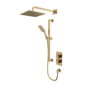 Tavistock Index Brushed Brass Concealed Thermostatic Two Outlet Slide Rail Shower Kit