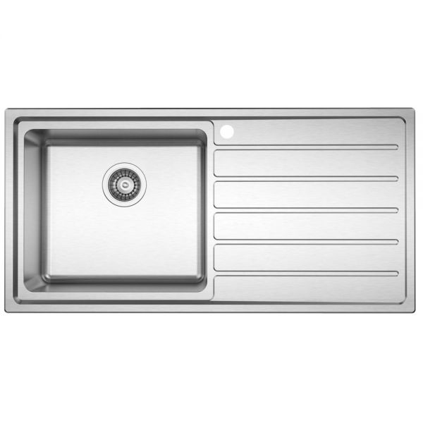 Clearwater Solar Large 1 Bowl Inset Stainless Steel Kitchen Sink with Right Hand Drainer 1000 x 500