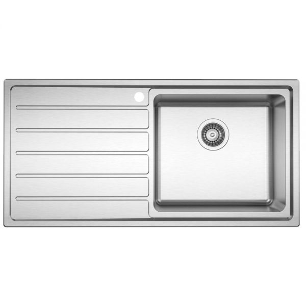 Clearwater Solar Large 1 Bowl Inset Stainless Steel Kitchen Sink with Left Hand Drainer 1000 x 500