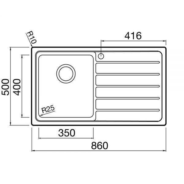 Clearwater Solar 1 Bowl Inset Stainless Steel Kitchen Sink with Right