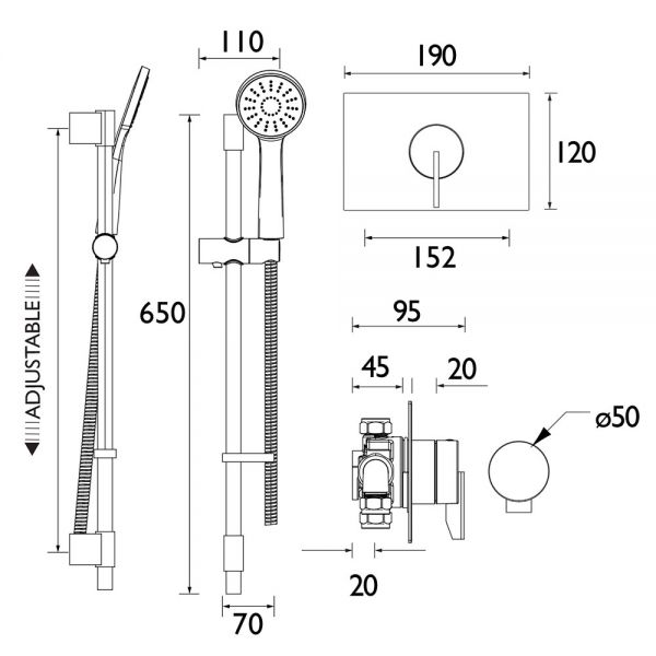 Bristan Sonique3 Chrome Thermostatic Concealed Shower Valve with Riser Kit #5
