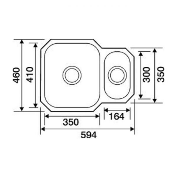 Clearwater Tango 1.5 Bowl Undermount Stainless Steel Kitchen Sink with Left Hand Main Bowl 594 x 460 #2